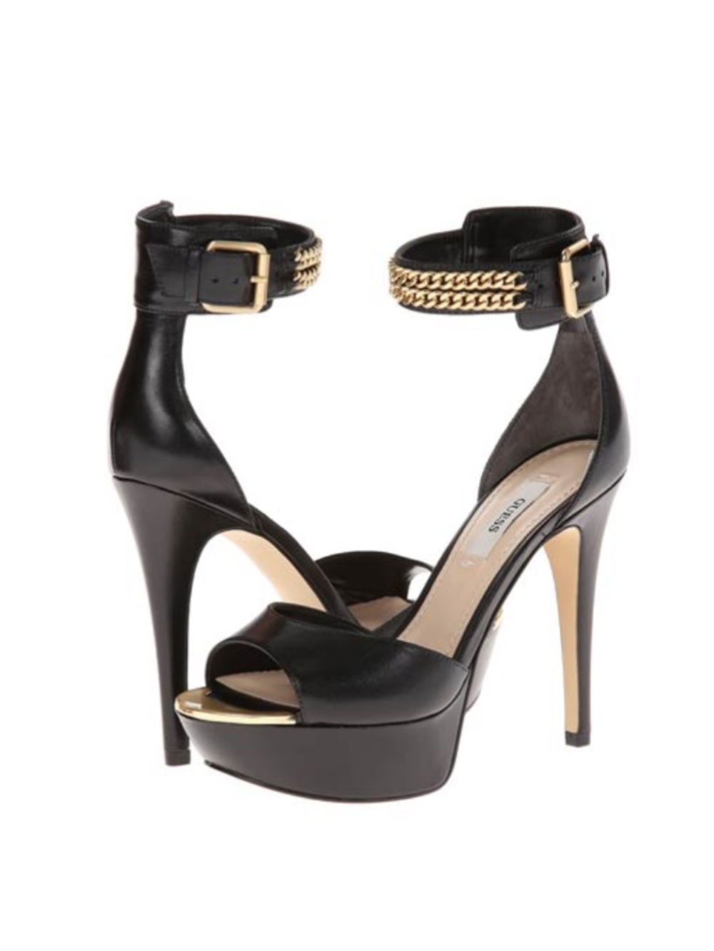 GUESS Ornica Black Leather Platform Heels